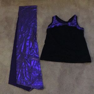 Purple/black jazz costume/practice top & sash